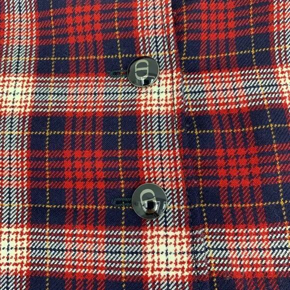 FW0057 Christian Dior Dark Red Plaid Wool Single-Breasted Casual Skirt Short Ski